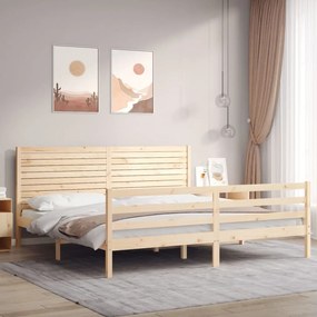 3195041 vidaXL Cadru de pat cu tăblie Super King Size, lemn masiv