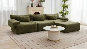 VELORA – Canapea Modulară din Chenille Premium, din spumă de înaltă densitate, L-Shape, 3 perne, Ultra Confort & Design Reconfigurabil, Verde