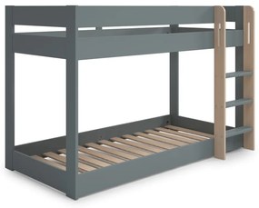 Pat pentru copii verde prăfuit supraetajat cu somieră 90x190 cm Angel – Marckeric