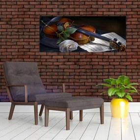 Tablou - Trandafiri și vioară (120x50 cm)
