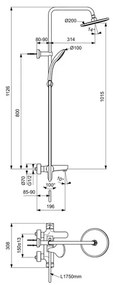 Coloana de dus Ideal Standard Cerafine O negru mat palarie 1 functie