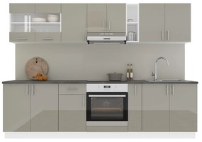 Set Bucatarie Karo V21, Gri Lucios/Alb, MDF, Blat Thermo 28 mm, L 280 cm