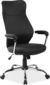 Scaun de birou Q319, negru/crom, stofa/metal/plastic, 64x52x112/122 cm