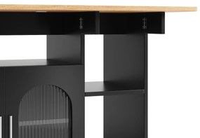 Insulă de bucătărie modernă, Negru+Culoare naturală | Aosom Romania