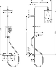 Sistem dus termostatic Hansgrohe Vernis Shape 230, 1 jet, crom - 26286000