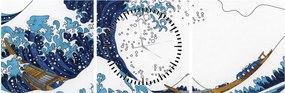 Tablou - Desen japonez, valuri (cu ceas) (90x30 cm)