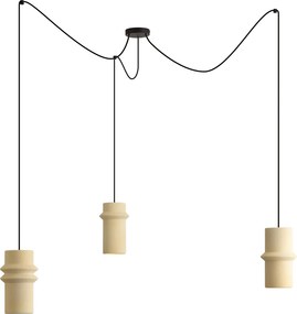 Lampă suspendată retro bej cu 3 lumini - Monti