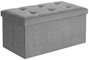 Bancheta polivalenta cu capac, MDF / textil, gri, Songmics
