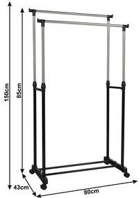 Cuier mobil, inox plastic negru, OLIVER Negru
