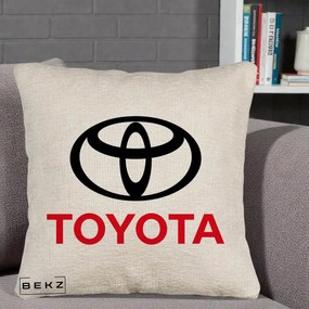 Perna Personalizata cu emblema Toyota, 40x40 cm, Bej Canapea, Husa Detasabila, Perna Inclusa, BEKZ®