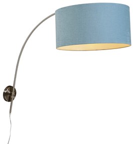 Lampă de perete cu arc din oțel cu abajur albastru 50/50/25 reglabil