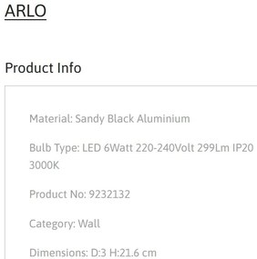 Aplica Spot LED directionabil stil minimalist ARLO negru, NVL-9232132