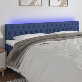 Tablie de pat cu LED, albastru, 180x7x78 88 cm, textil 1, Albastru, 180 x 7 x 78 88 cm