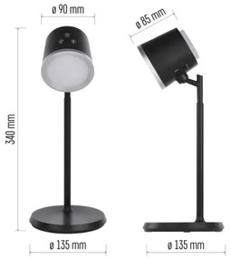 Lampă LED reîncărcabilă dimabilă de masă 4 în 1 LED/6W/3,7V 3000K/4000K/6500K negru