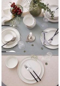 Set de masă 24 piese din porțelan, alb cu detalii argintate