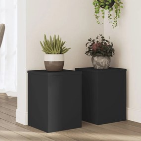 vidaXL Suporturi de plante, 2 buc., negru, 25x25x35 cm, lemn prelucrat