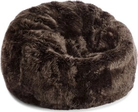 Puf rotund din blană naturală de oaie, maro, cu fir lung, 92 x Ø 93 cm, „Walnut L”