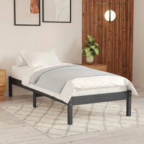 809979 vidaXL Cadru de pat mic single, gri, 75x190 cm, lemn masiv