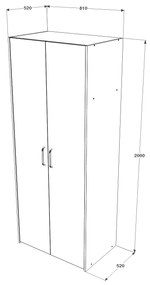 Dulap haaus Malmo, 2 Usi, cu polite, Stejar Alb/Antracit, 81 x 52 x 200 cm