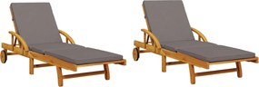 vidaXL Șezlonguri 2 buc. cu perne 200x68x83 cm lemn masiv de acacia