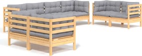 vidaXL Set mobilier de grădină cu perne gri, 8 piese, lemn masiv pin