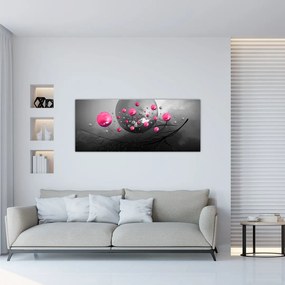 Tablou cu bile abstracte roz (120x50 cm), în 40 de alte dimensiuni noi