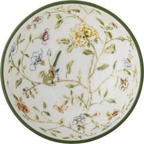Set 4 boluri din ceramică natur cu motive florale botanice multicolor, 12×4,5 cm, "Bloomie"