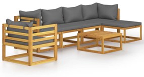 3057606 vidaXL Set mobilier grădină cu perne, 7 piese, lemn masiv de acacia