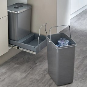 Cos gunoi incorporabil Patty 45 Automatic Ecomax, colectare selectiva, gri antracit, 2 x 20 l Polipropilena Metal, 450 mm, L:305 mm; A:470 mm; H:460