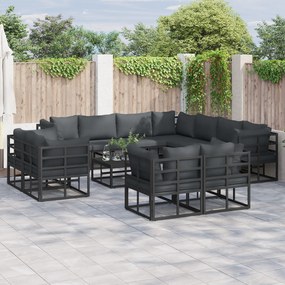 vidaXL Set de canapele pentru grădină 11 pcs Negru 283 x 283 x 71 cm