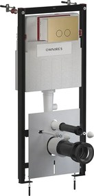 Rezervor incastrat Omnires StrongFrame ECO pentru vas WC suspendat si clapeta de actionare Steel-R45 finisaj bronz antichizat periat