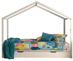 Set DALLAS în alb format dintr-un Pat copii Vipack fără gard (90 x 200 cm) și un sertar.