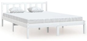 810083 vidaXL Cadru de pat, alb, 140x200 cm, lemn masiv de pin