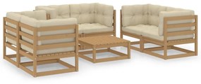 3076497 vidaXL Set mobilier de grădină cu perne, 7 piese, lemn masiv de pin