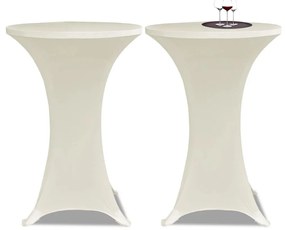vidaXL Faţă de masă pentru mese inalte Ø 80 cm crem elasticizată 2 buc