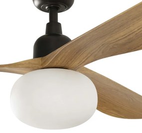 FARO 34360WT-11L-Ventilator de tavan OUTWOOD L 1xE27/15W maro/negru Ø150 cm WT IP44+telecomandă