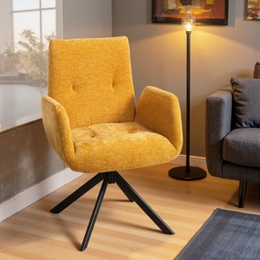 HOMCOM Fotoliu tapițat, fotoliu accent, design modern, rotativ, până la 120 kg, Galben | Aosom Romania