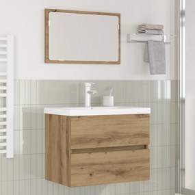 vidaXL Set de mobilier pentru baie cu depozitare cu oglindă 3 pcs Stejar negru