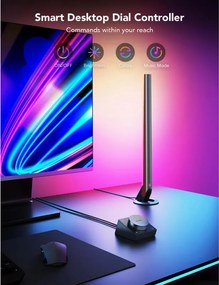 Set 2 Smart LED lampi gamer Govee RGBIC H6047, 24 W, Segmente de culoare adresabile, Wi-Fi, Bluetooth, Govee Home, Negru