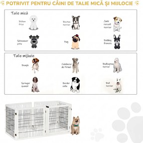 PawHut Poarta pentru Caini de Talie Mica/Medie cu 6 Panouri Pliabile, Poarta de Siguranta din Lemn si Otel, 432x36x70 cm, Galben