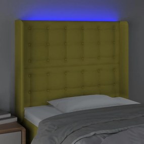Tablie de pat cu LED, verde, 103x16x118 128 cm, textil 1, Verde, 103 x 16 x 118 128 cm