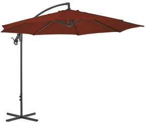 Umbrela suspendata cu stalp din otel, caramiziu, 300 cm