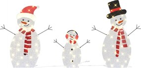 vidaXL Familia de Crăciun cu om de zăpadă iluminat 3 pcs Alb cald