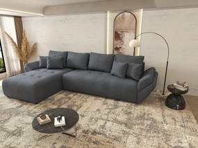 Colțar extensibil dumonde cu ladă de depozitare si sezut confortabil din spuma high-density, Berlin XL Enjoy Antracit 350x185 cm