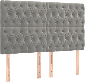 vidaXL Tăblie de pat gri deschis 160x7x118/128 cm catifea