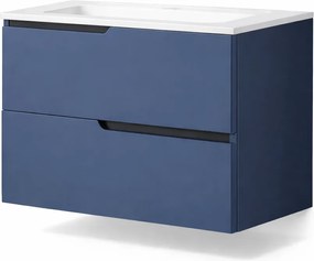 Mobilier pentru lavoar incastrat 80 cm, albastru mat, Fluminia Bari Albastru
