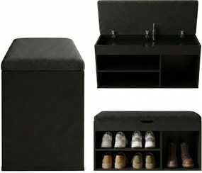 Dulap pentru pantofi cu loc de șezut TRIA, 80 x 43 x 30 cm, negru