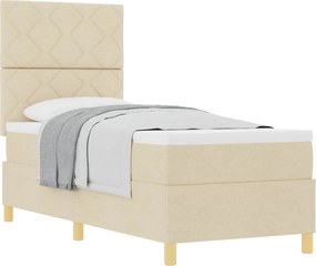 vidaXL Pat cu arcuri cu saltea cu headboard Crem 80 x 200 cm țesătură