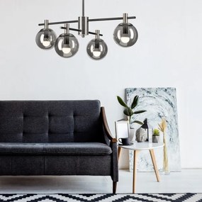 Lustră pe tijă LILOU 4xE14/5W/230V crom mat/fumuriu