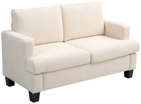 HOMCOM Canapé 2 locuri 120 cm cu perne de spătar detașabile, catifea pentru sufragerie, dormitor, birou, bej | Aosom Romania